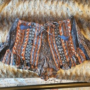 Freepeople Flowy High Waist Blue and Red Geometric Pattern Shorts